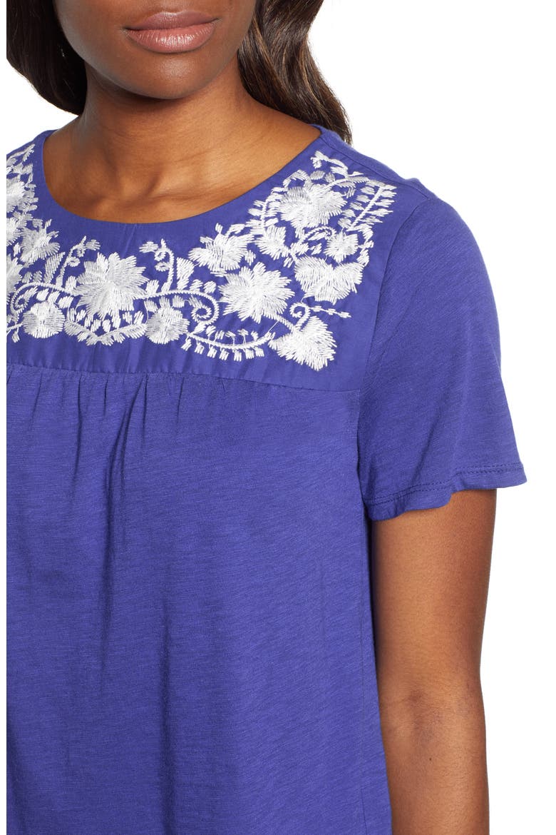 Gibson x Hi Sugarplum! Savannah Embroidered Yoke Tee (Nordstrom Exclusive), Alternate, color, SANTORINI BLUE WHITE