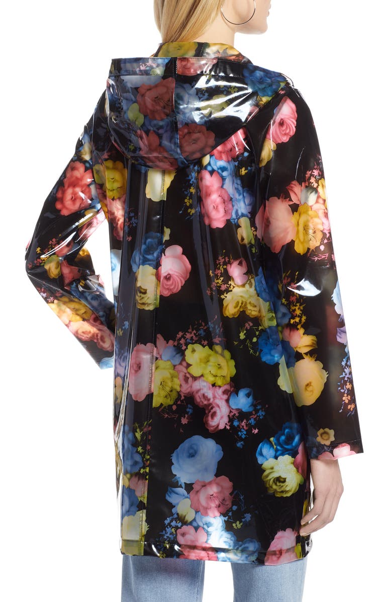 Halogen<sup>®</sup> Floral Print Translucent Hooded Rain Jacket, Alternate, color, 