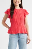 Caslon® Flutter Sleeve Pima Cotton Sweater