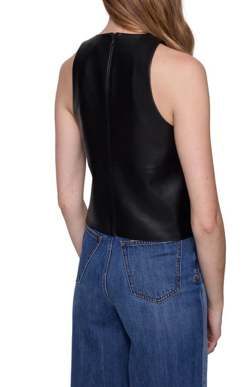Rebecca Minkoff Nora Faux Leather High Neck Top In True Black