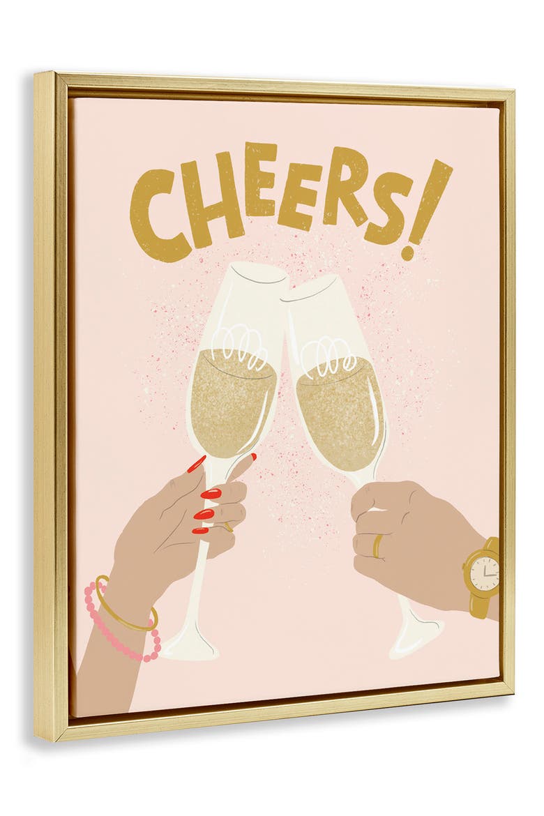 Celebration Cheers Drinks Framed Canvas Wall Art, Alternate, color, BEIGE