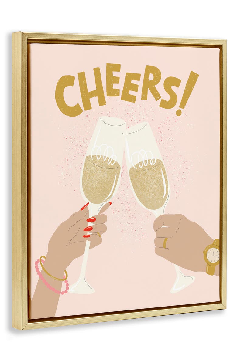 Stupell Industries Celebration Cheers Drinks Framed Canvas Wall Art, Alternate, color, Beige