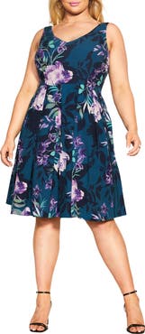 City Chic Ora Sleeveless Fit & Flare Minidress