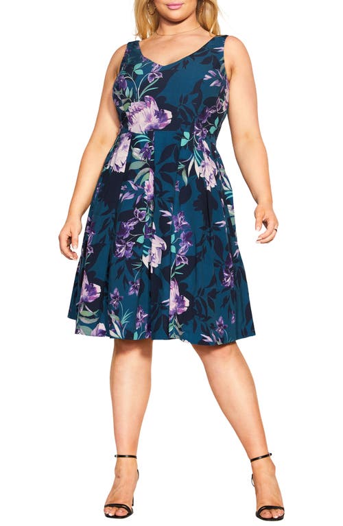 City Chic Ora Sleeveless Fit & Flare Minidress In Blue