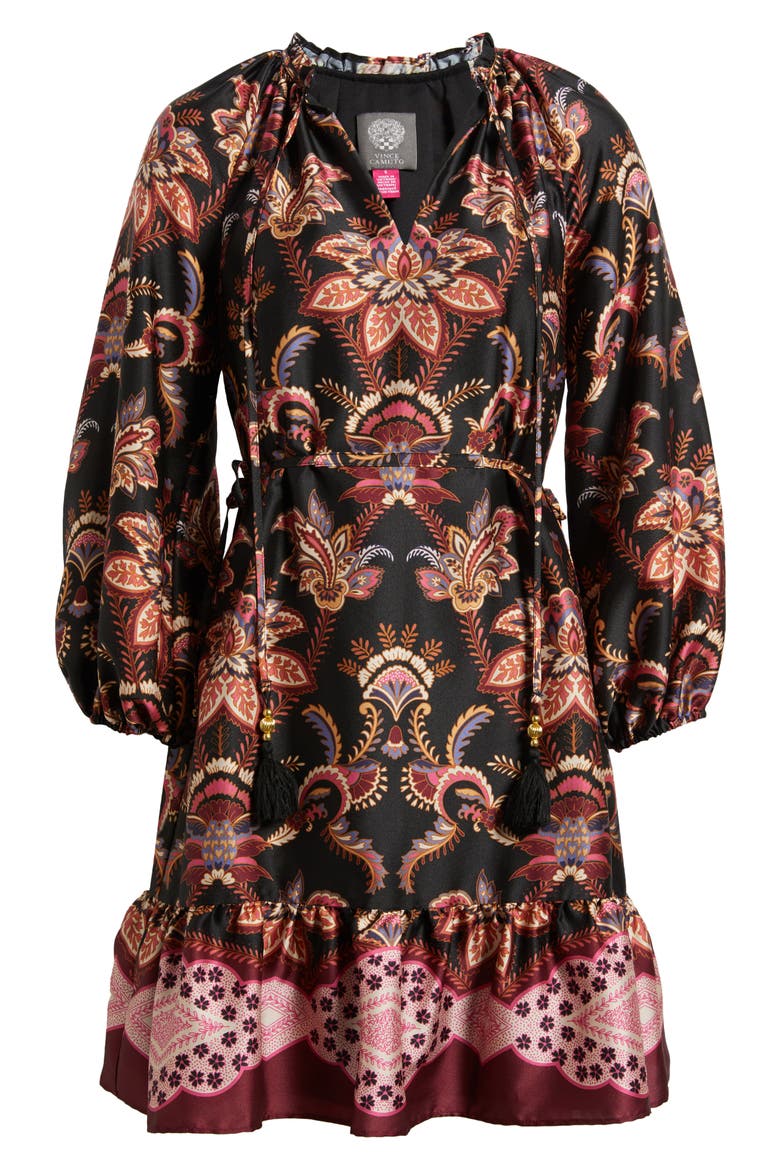 Floral Long Sleeve Fit & Flare Dress, Alternate, color, BLACK MULTI
