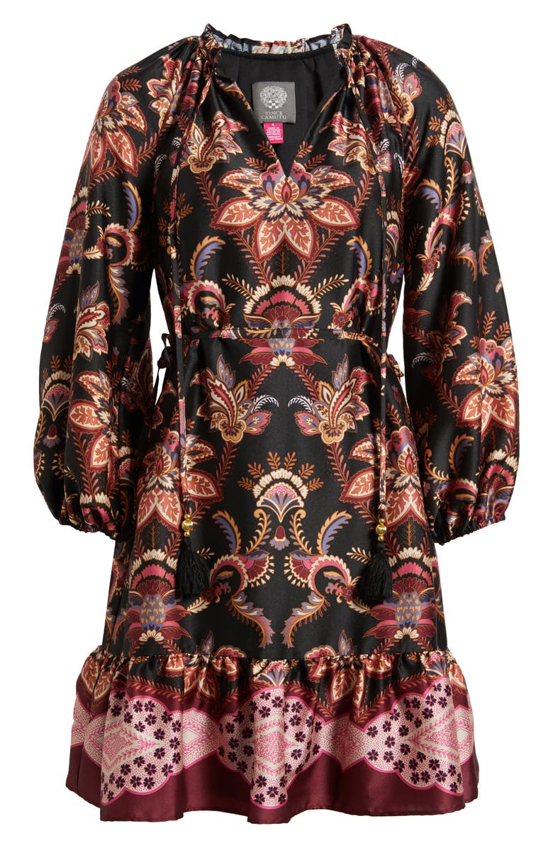 Vince Camuto Floral Long Sleeve Fit & Flare Dress, Alternate, color, Black Multi