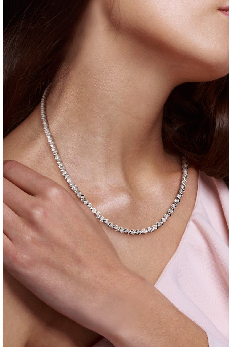 Twisted Diamond Tennis Necklace - 1.05ct., Alternate, color, SILVER