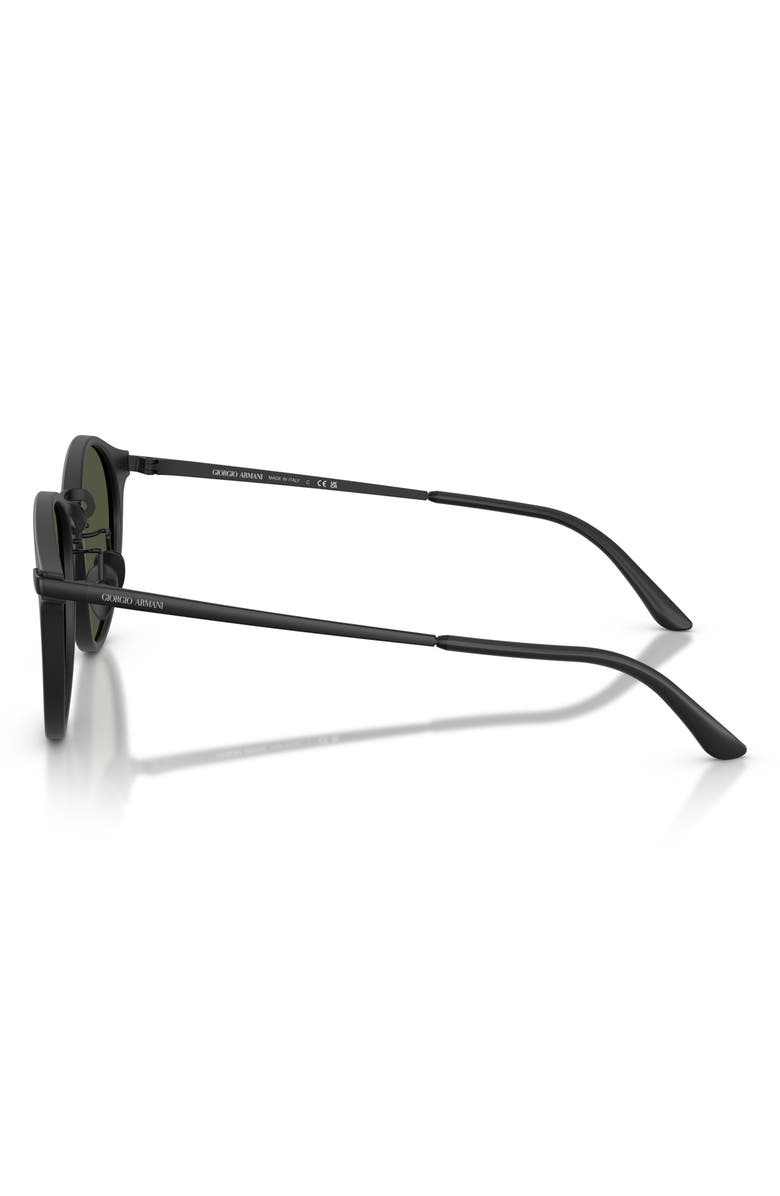 ARMANI 51mm Round Sunglasses, Alternate, color, Matte Black / Green