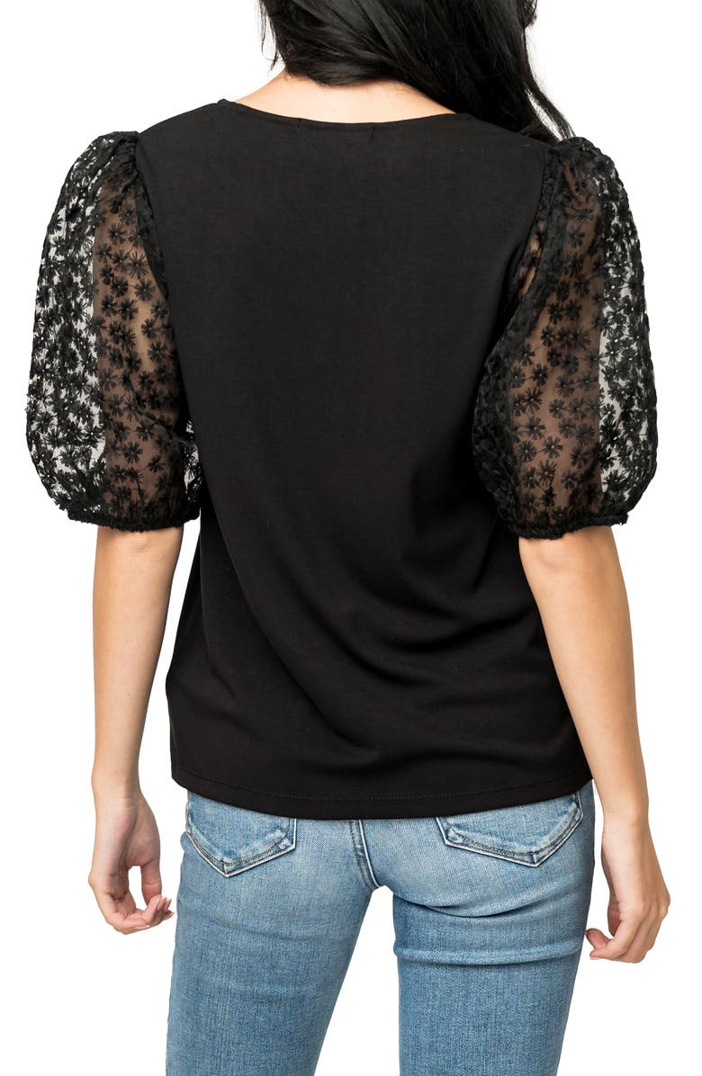 GIBSONLOOK Megan Mixed Media Top, Alternate, color, Black