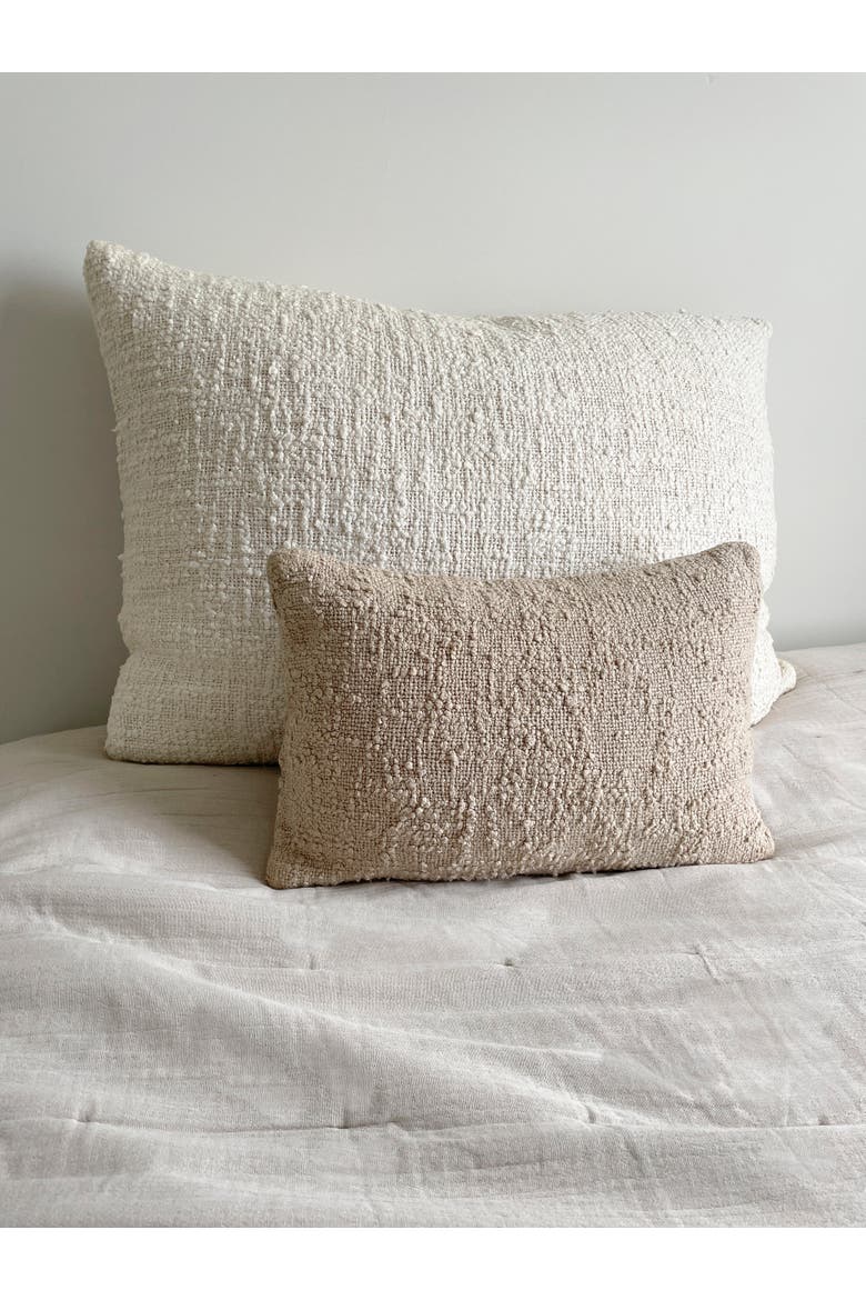 Cozy Cotton Boucle Lumbar Pillow with Down Alternative Insert, Alternate, color, Beige