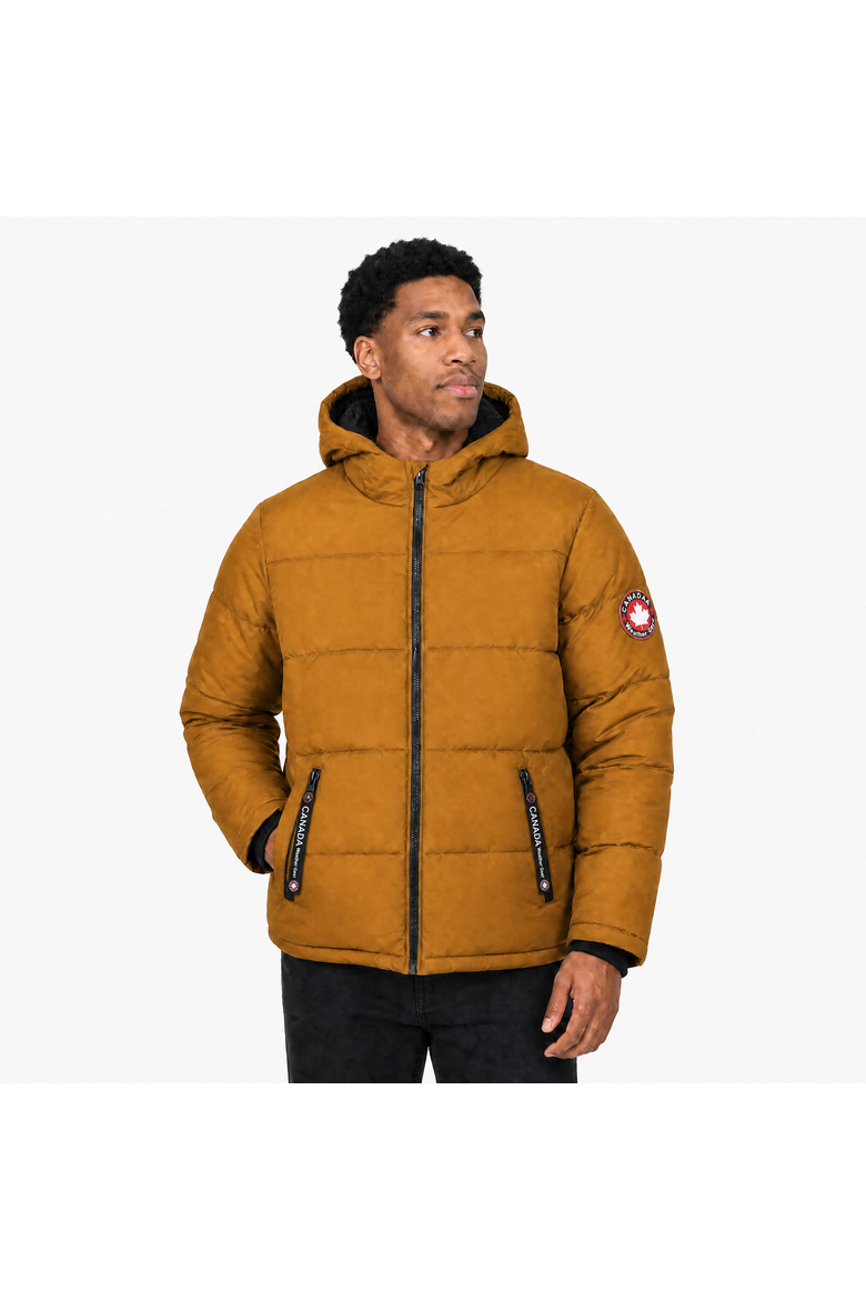 Men's Fleece Lined Hooded Bubble Puffer Jacket, Main, color, Timber