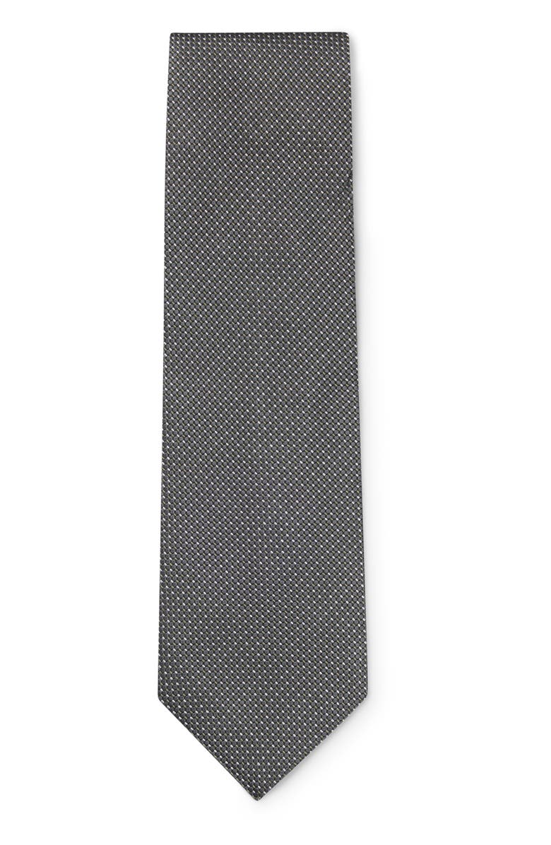 BOSS Neat Silk Tie, Alternate, color, Dark Grey
