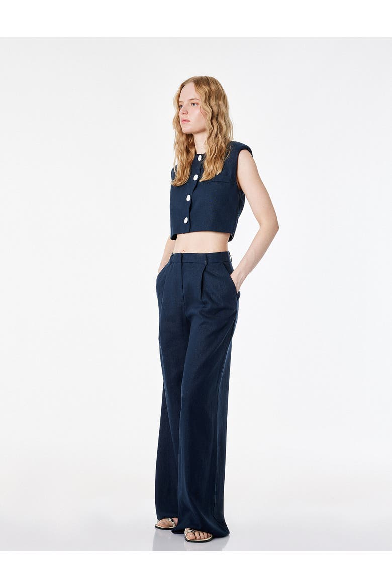 Mid-Rise Wide Leg Trousers, Alternate, color, NAVY BLUE