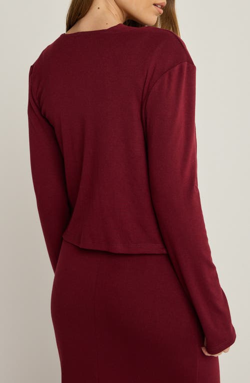 Sunday Ritual Crop Cardigan In Burgundy