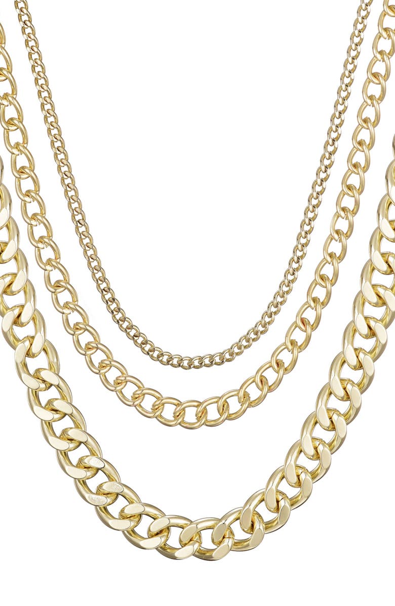 Adornia Layered Chain Necklace, Alternate, color, Gold