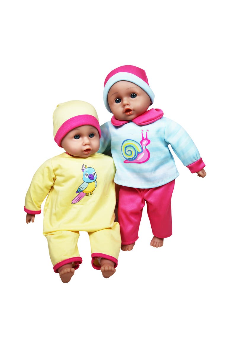 Twin Highchair & Baby Dolls Set in Pink & Yellow, Alternate, color, Multicolored