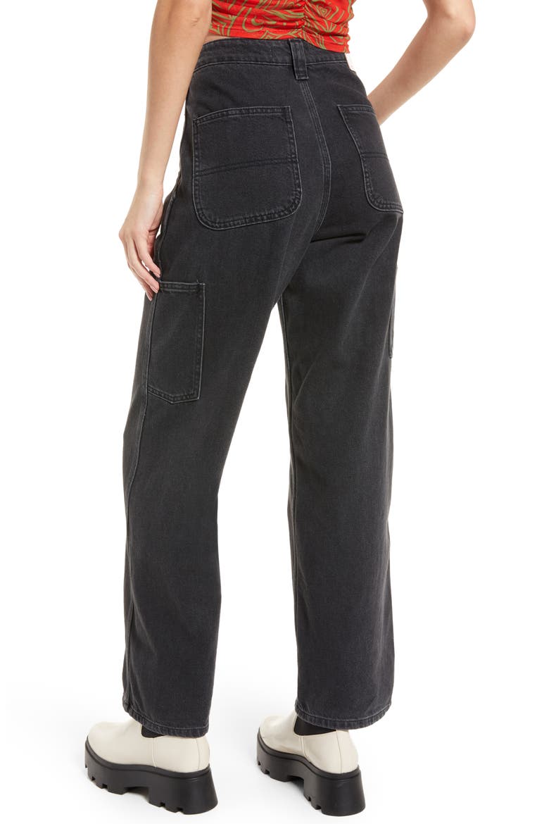 Dylan High Waist Straight Leg Carpenter Jeans, Alternate, color, STONEWASH BLACK