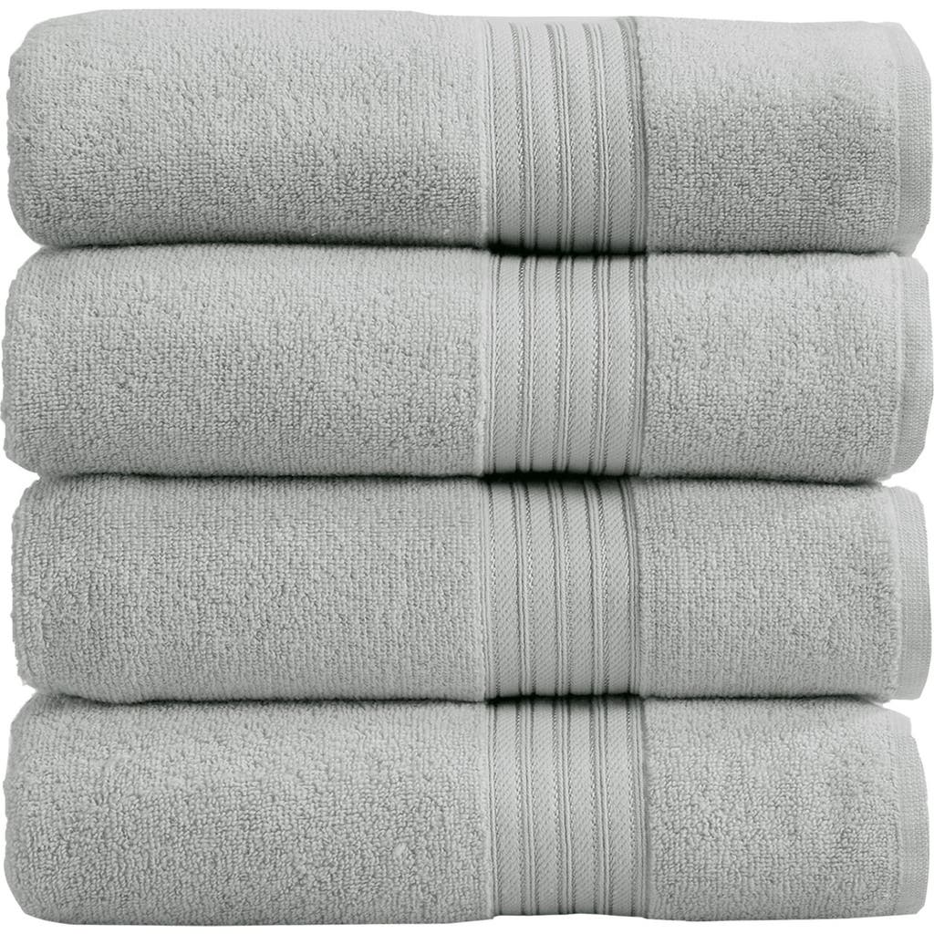 Woven & Weft Quick-dry Cotton 4-pack Bath Towel Set In Gray