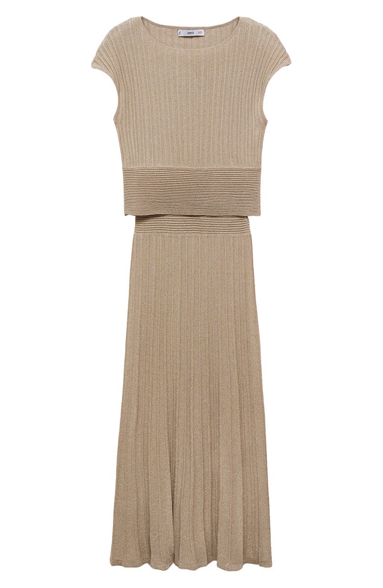 MANGO Metallic Rib Sweater Dress, Alternate, color,