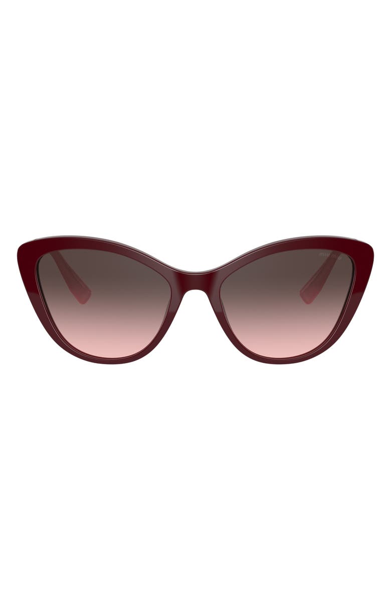 Miu Miu 55mm Gradient Cat Eye Sunglasses, Main, color, Bordeaux / Pink Gradient Grey