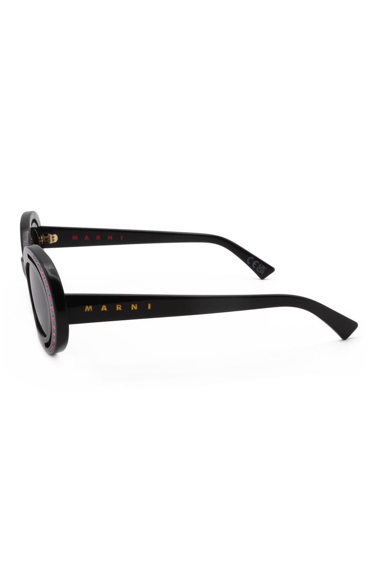 51mm Oval Sunglasses, Alternate, color, BLACK / GREY