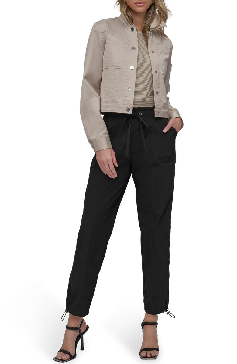 DKNY Crop Sateen Jacket, Alternate, color, 