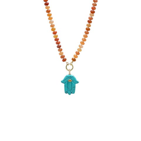 Colored Hamsa Evil Eye Pendant Beaded Clicker Necklace