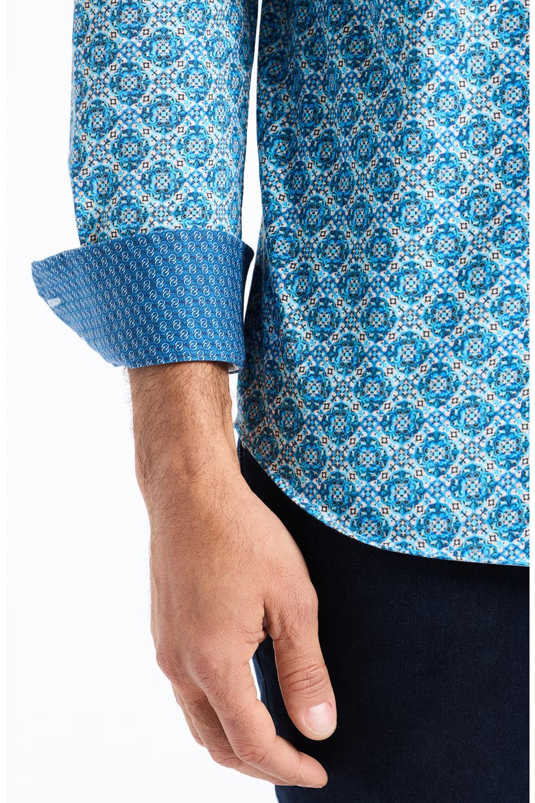 Baylor Stretch Cotton Button-Up Shirt, Alternate, color, BLUE MULTI