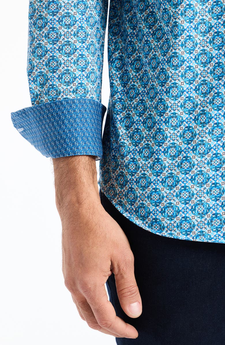 Robert Graham Baylor Stretch Cotton Button-Up Shirt, Alternate, color, Blue Multi