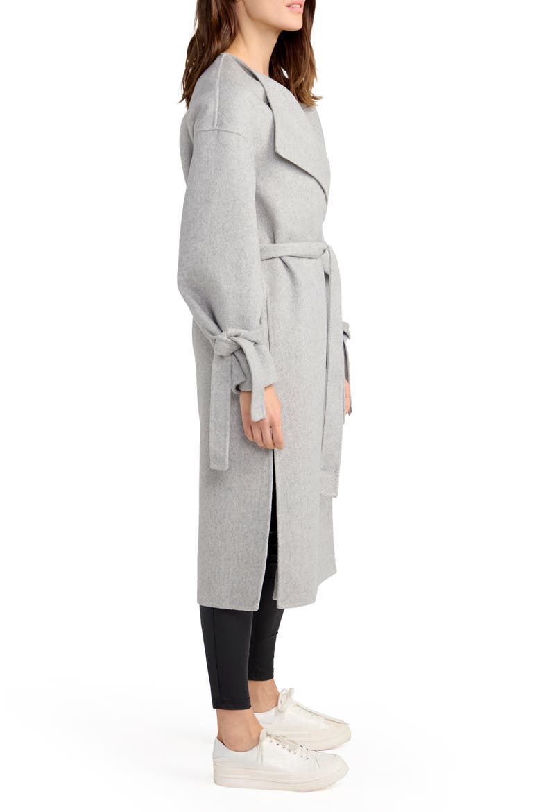 Head over Heels Collarless Belted Wool Blend Coat, Alternate, color, GREY MARLE