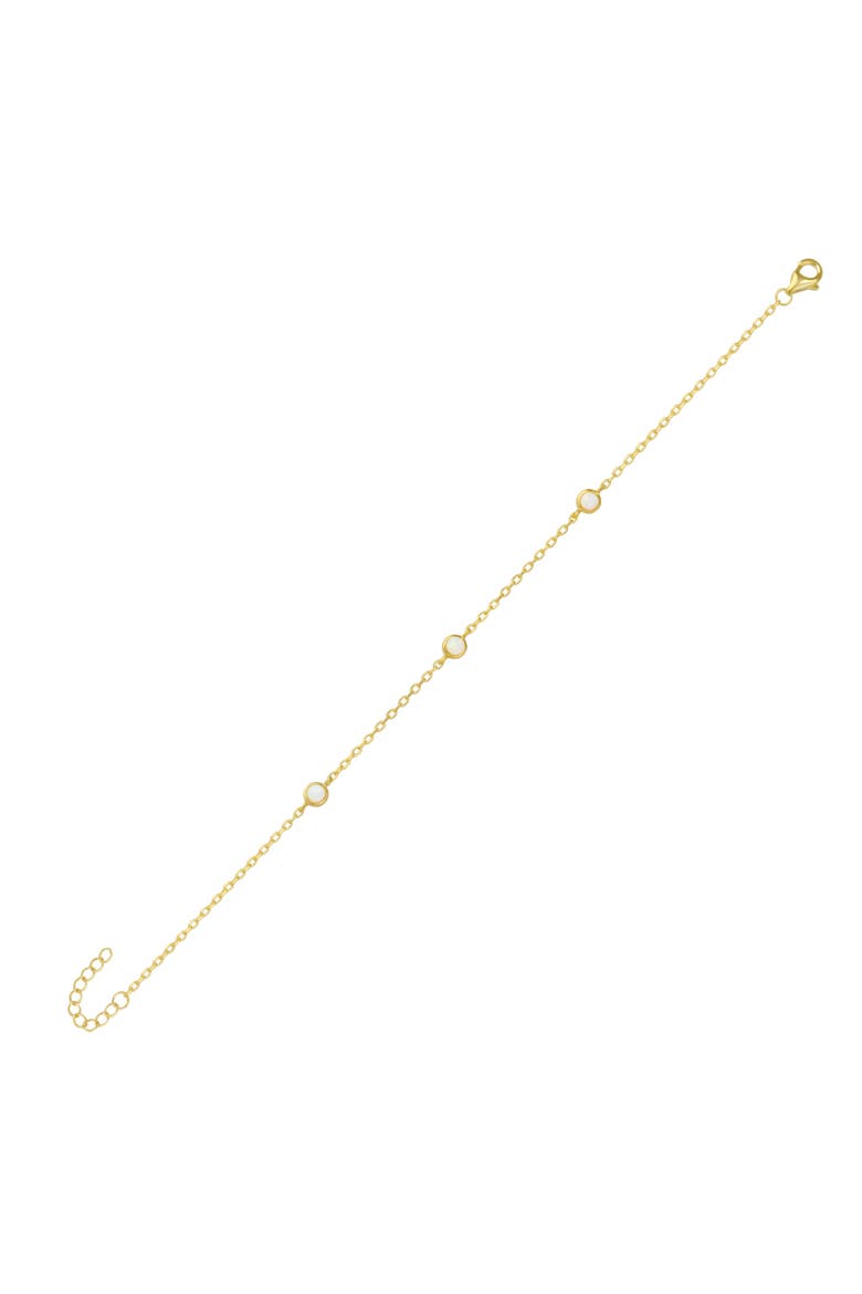White Opal Sterling Silver Bracelet in Gold, Main, color, Gold