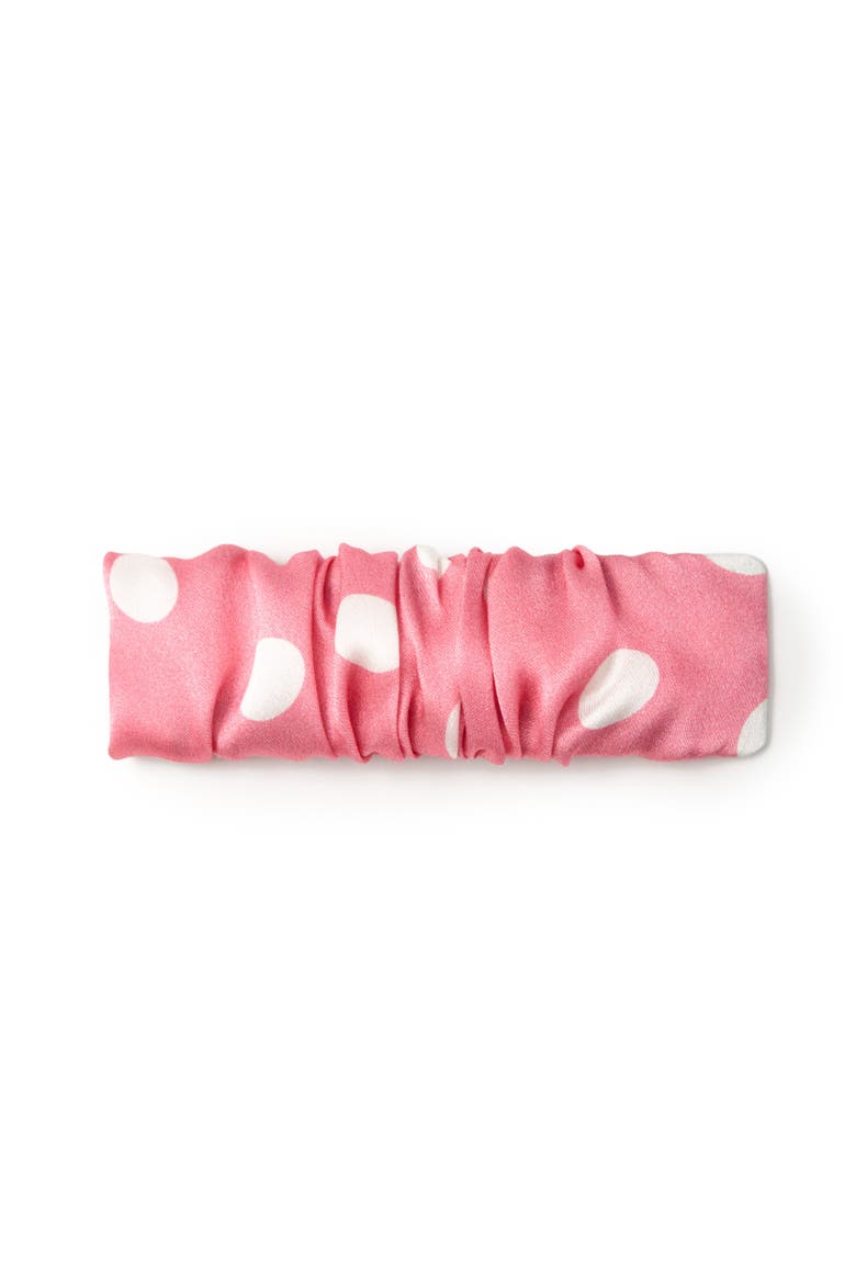 Polka Dot Silk Hair Barrette Clip, Main, color, Pink