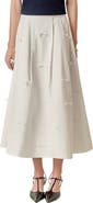 English Factory Bow Detail Poplin Midi Skirt