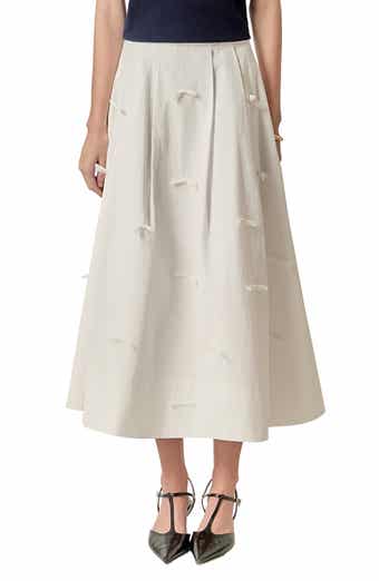 English Factory Bow Detail Poplin Midi Skirt