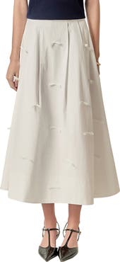English Factory Bow Detail Poplin Midi Skirt