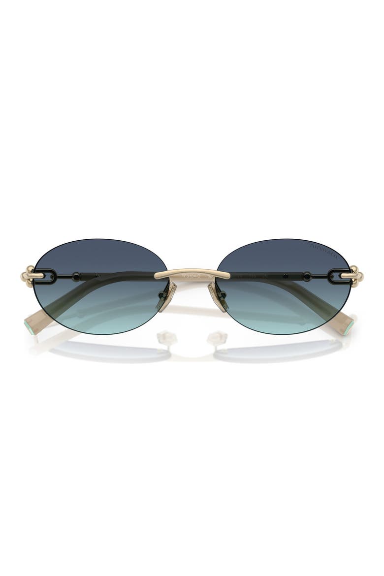 56mm Gradient Oval Sunglasses, Alternate, color, PALE GOLD/ AZURE GRADIENT BLUE