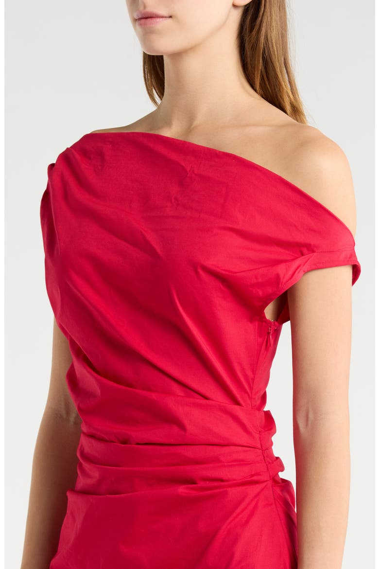 Phare One-Shoulder Stretch Cotton Maxi Dress, Alternate, color, CHERRY
