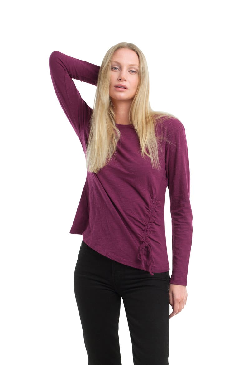 Long Sleeve Ruched Side, Alternate, color, Magenta Purple