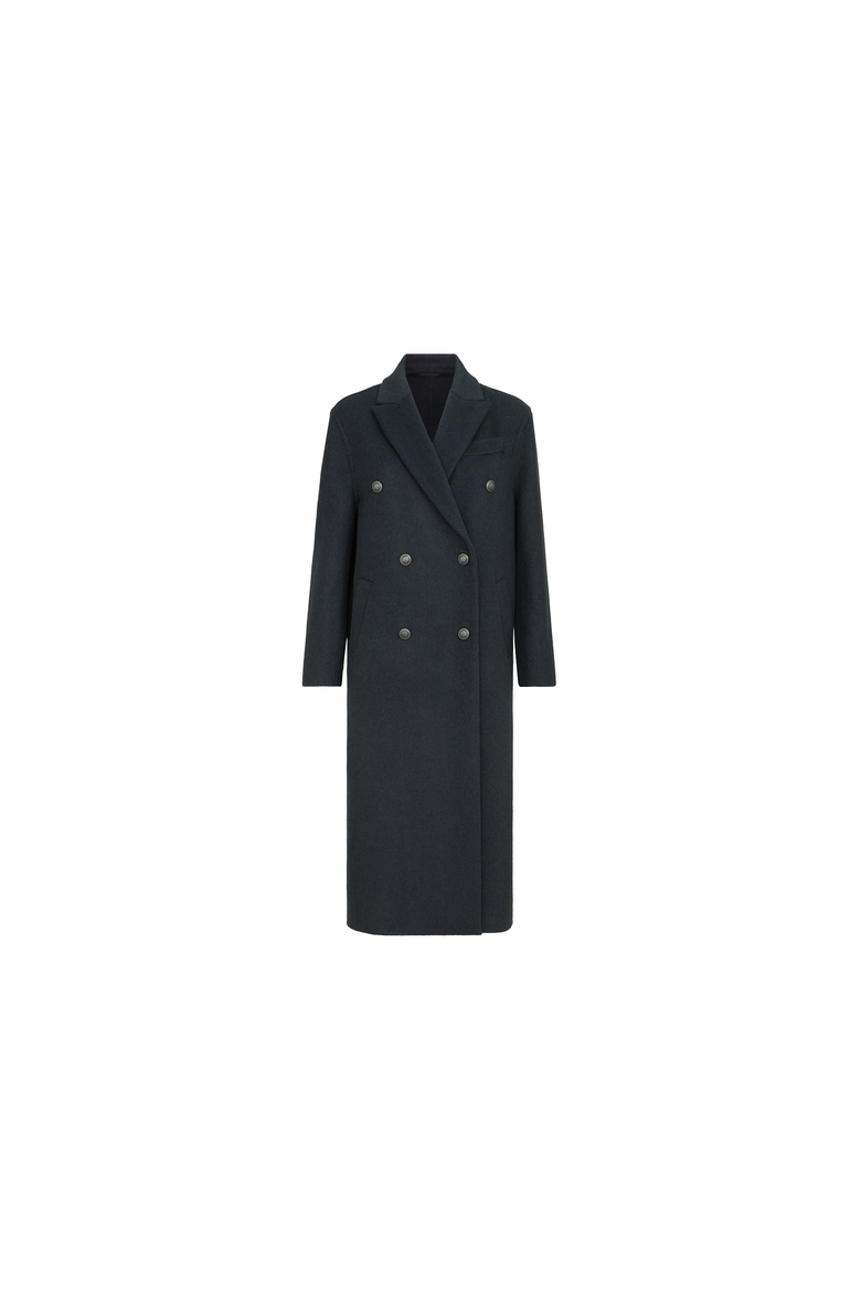 Hand-crafted coat in cashmere beaver double cloth with monili, Alternate, color, Blue