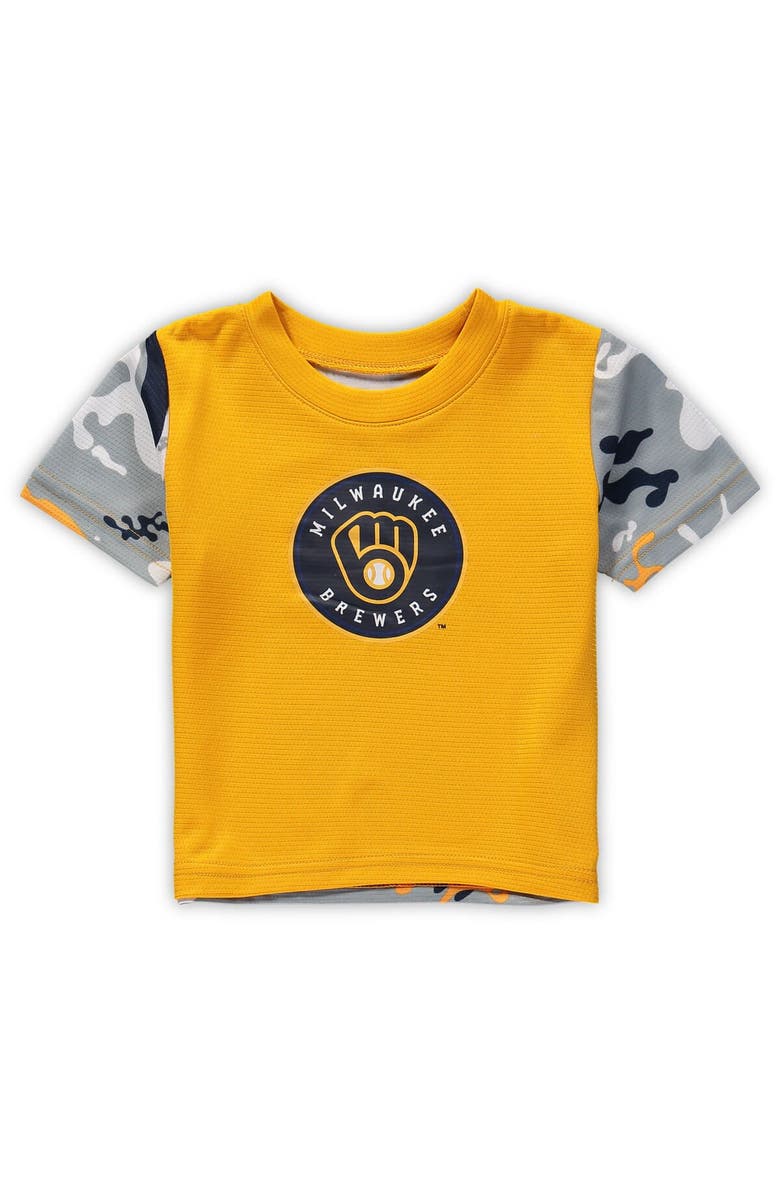 Outerstuff Newborn & Infant Gold/Navy Milwaukee Brewers Pinch Hitter T-Shirt & Shorts Set, Alternate, color, Gold