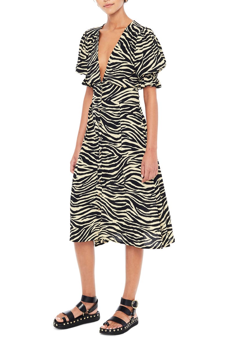 Rafa Zebra Print Midi Dress, Alternate, color, AMAIA ZEBRA PRINT
