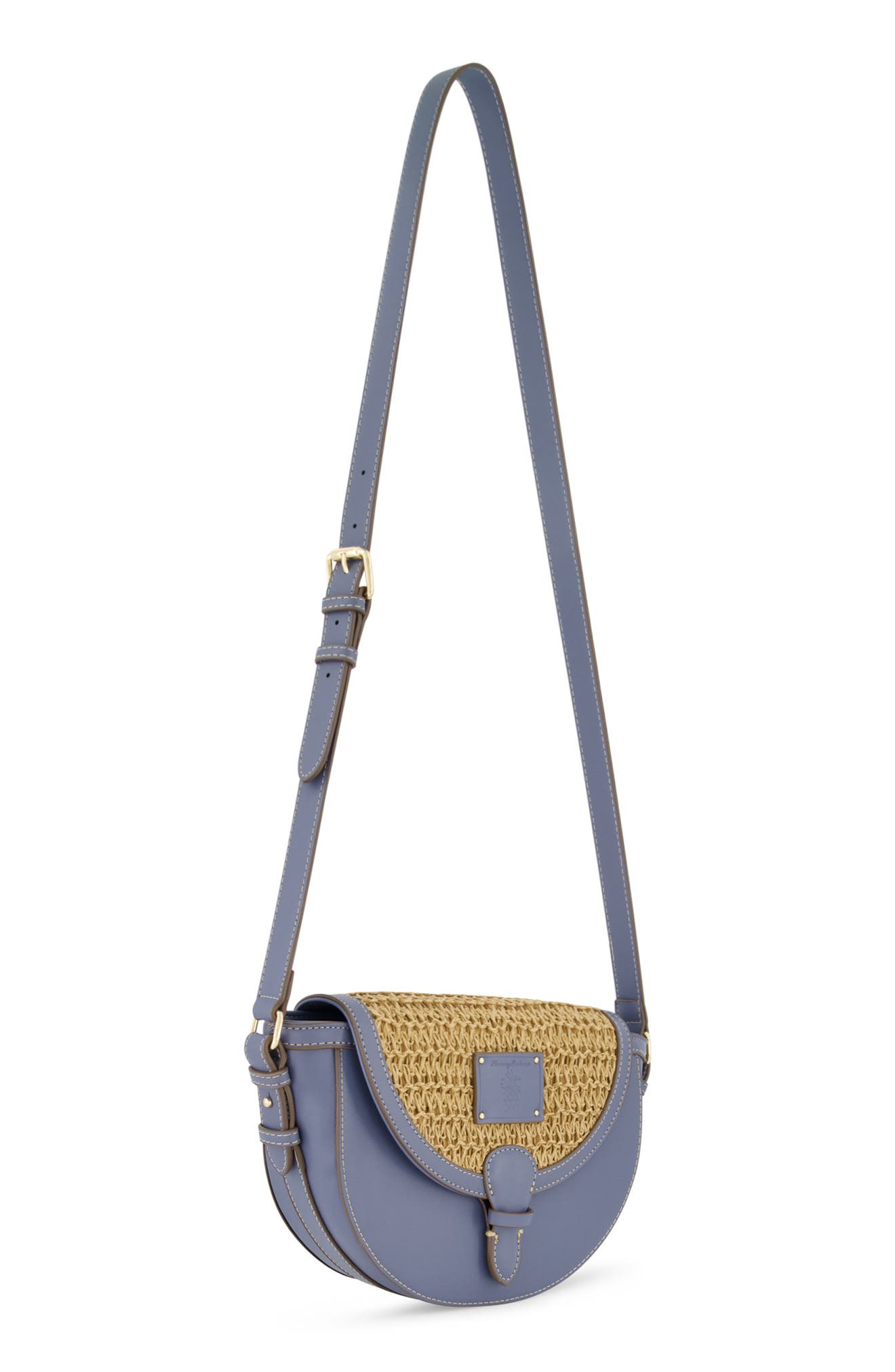 Tommy Bahama Logo Debossed Raffia Crossbody Bag, Alternate, color, Navy