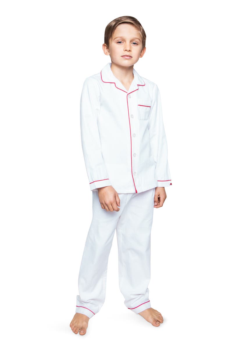 Petite Plume Kids' White Flannel Two Piece Pajamas, Alternate, color, White