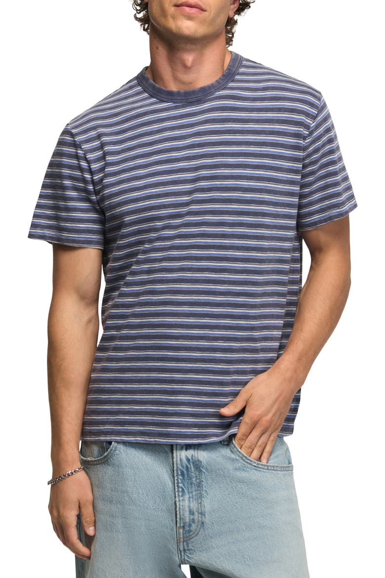 Weekend Relaxed Stripe Cotton T-Shirt, Main, color, BLUE MULTI