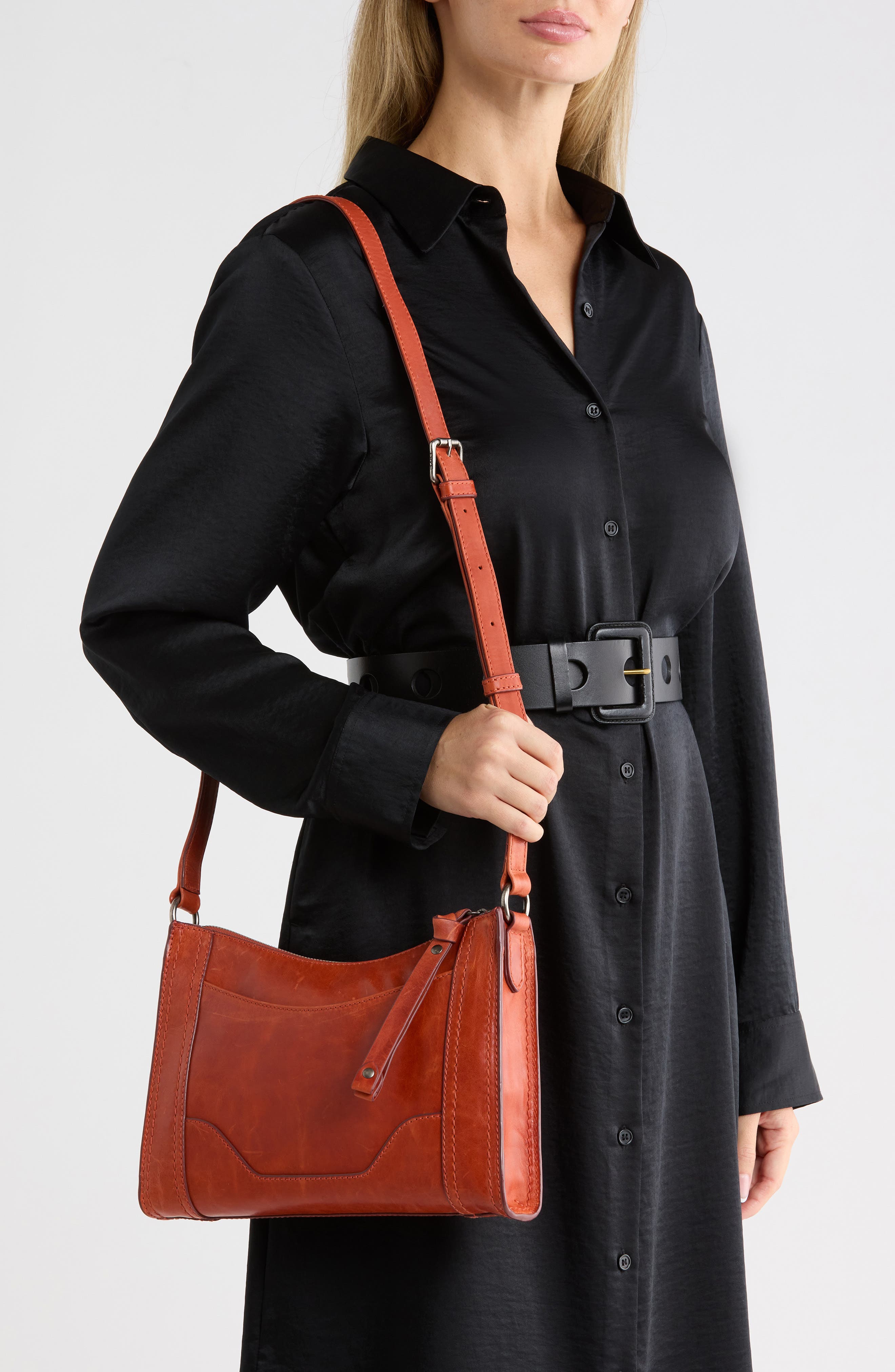 Melissa Zip Leather Crossbody, Alternate, color, PERSIMMON