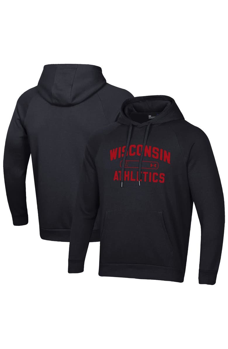 Under Armour Men's Under Armour Black Wisconsin Badgers 2025 Sideline Rival Fleece Hoodie, Main, color, Black