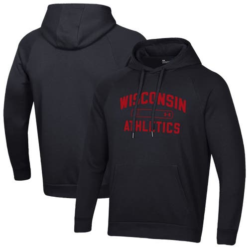 Under Armour Black Wisconsin Badgers 2025 Sideline Rival Fleece Hoodie In Black