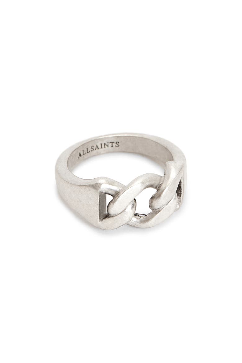 Men's Curb Chain Ring, Alternate, color, WARM SILVER
