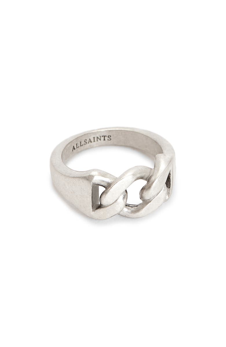 AllSaints Men's Curb Chain Ring, Alternate, color, Warm Silver