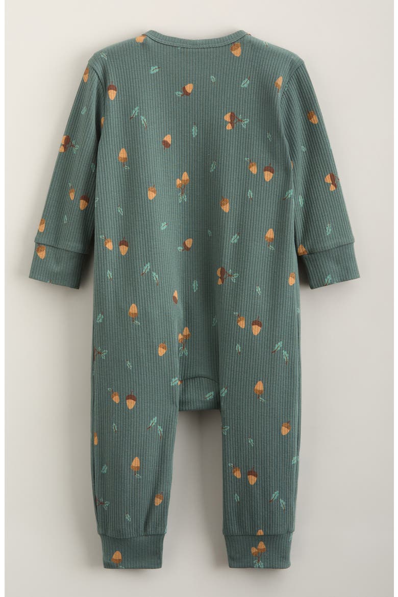 Kids' Pocket Rib Romper, Alternate, color, GREEN TREE ACORNS
